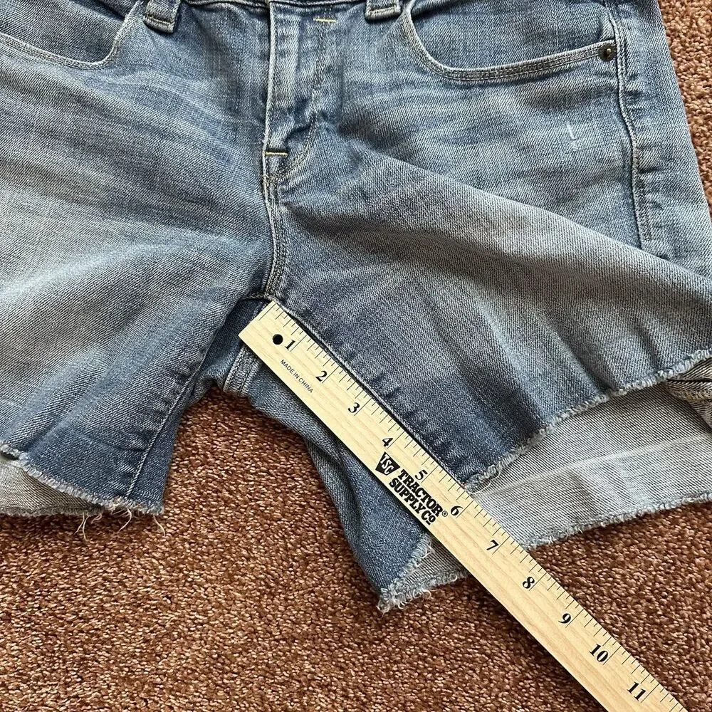 J. Crew Denim Stretch Shorts Womens 6 Distressed Raw Hem Preppy Stretch Grunge